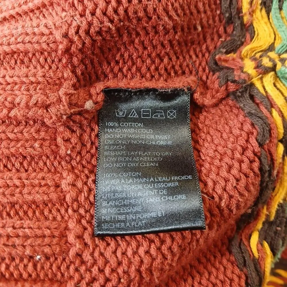 Salt valley medium men rust red brown shawl collar cardigan Southwestern cotton